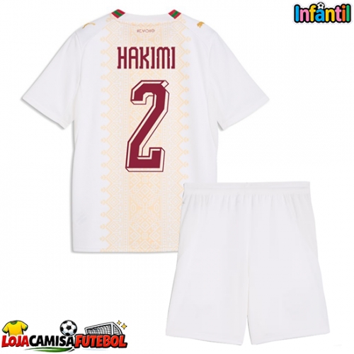 Camisa de Futebol Marrocos Achraf Hakimi #2 Equipamento Secundário Infantil Mundo 2026 Manga Curta (+ Calças curtas)